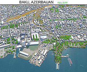 Baku City Azerbaijan 3D Model 50km