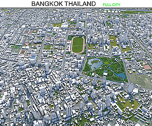 Bangkok City Thailand 3D Model 70km
