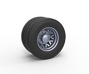 Rear custom wheel of semi truck 1:25