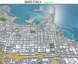 Bari City Italy 3D model 30km