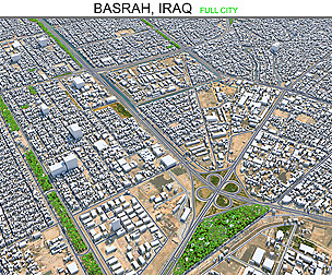 Basrah city Iraq 3d model 35km
