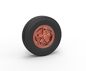Front 5 spoke wheel of oldschool truck 1:25