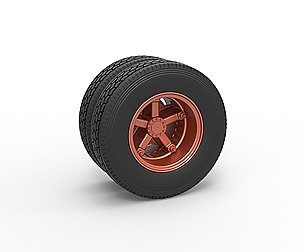 Rear 5 spoke wheel of oldschool truck 1:25