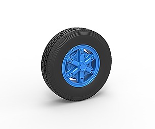 Front 6 spoke wheel of oldschool truck 1:25