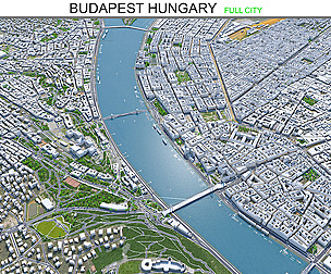 Budapest City Hungary 3D model  60km