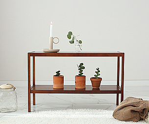 Solid wood brownie bench 2-tier shelf 80cm
