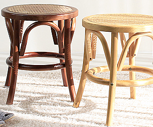 Solid wood grain rattan stool