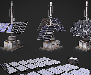 Solar Panels Set and Pack Source Files Attached 8K