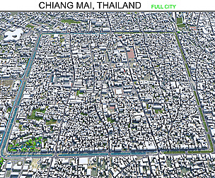 Chiang Mai City Thailand 3D Model 40Km