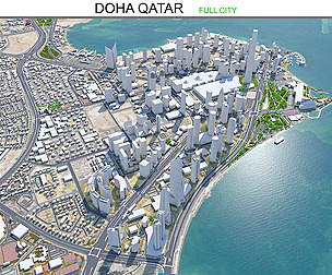 Doha City Qatar 3D Model 50km