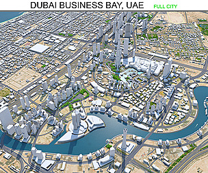 Dubai Business Bay city UAE 3d model 10km