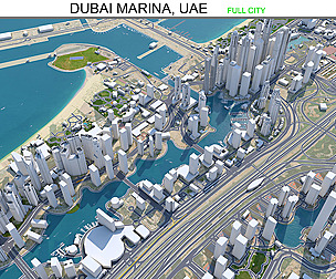 Dubai Marina city UAE 3d model  10km