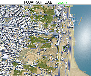 Fujairah city UAE 3d model 20km