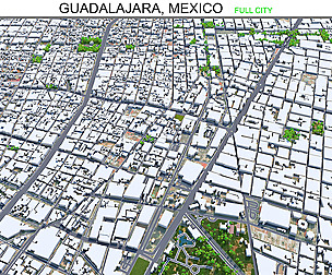 Guadalajara city Mexico 3d model 50km