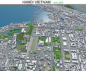 Hanoi City Vietnam 3D Model 30km