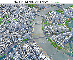 Ho Chi Minh city Vietnam 3d model 100km AI