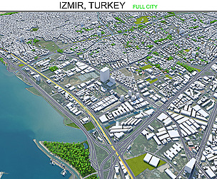 Izmir city Turkey 3d model 50km