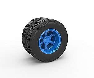 Rear 6 spoke wheel of old school truck 1:25