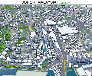 Johor city Malaysian 3d model 50km