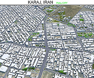 Karaj city Iran 3d model 50km