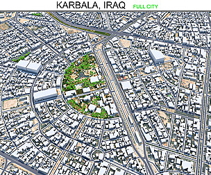 Karbala city Iraq 3d model 40km