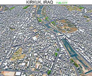 Kirkuk city Iraq 3d model 50km