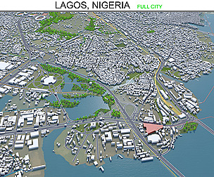 Lagos city Nigeria 3d model 60km