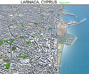 Larnaca city Cyprus 3d model 30km