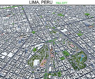 Lima city peru 3d model 80km