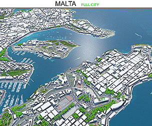 Malta city Country 3d model 50km