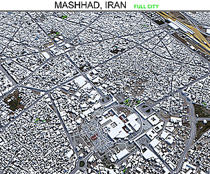Mashhad city Iran 3d model 50km