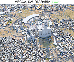 Mecca city Saudi Arabia 3d model 60km