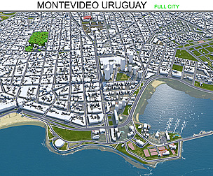 Montevideo Uruguay city 3d model 80km