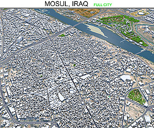 Mosul city Iraq 3d model 50km