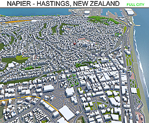 Napier Hastings city New Zealand 3d model 60km
