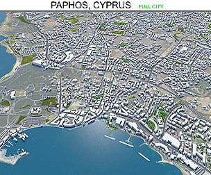 Paphos city Cyprus 3d model 30km