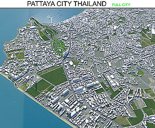 Pattaya City Thailand 3d model 60km