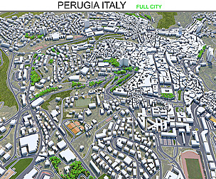 Perugia city Italy 3d model 30km