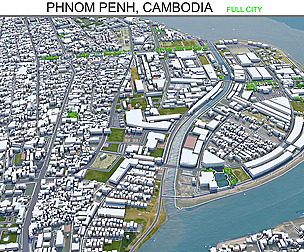 Phnom Penh city Cambodia 3d model 50km