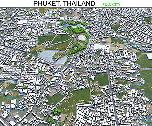 Phuket city Thailand 3d model 60km