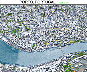 Porto city Portugal 3d model 40km