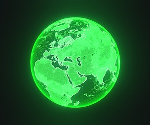 Green Hologram Planet Earth Sci-Fi 3D Model