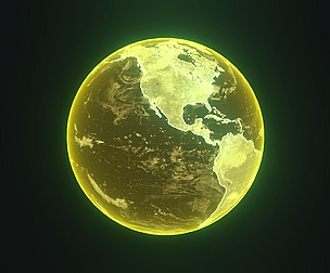 Yellow Hologram Planet Earth Sci-Fi 3D Model