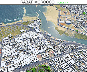 Rabat city Morocco 3d model 30km
