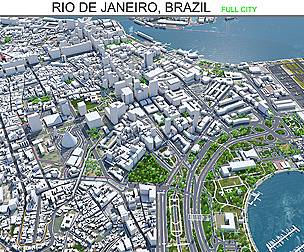 Rio de Janeiro city Brazil 3d model 80km