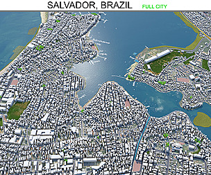 Salvador city Brazil 3d model 50km