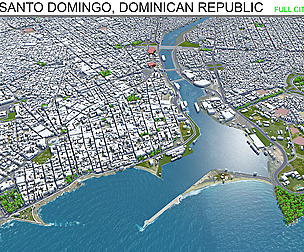 Santo Domingo city 3d model 30km