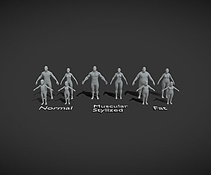 Human Body Base Mesh 10 3D Models Pack