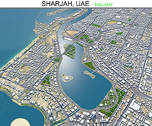 Sharjah city UAE 3d model 50km