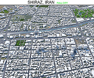 Shiraz city Iran 3d model 80km
